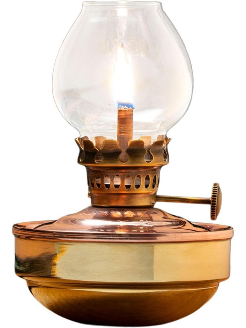 Vintage Naval-Style Oil Lamp, Copper & Brass, 3.25” x 4.75”, Home Decor Accent
